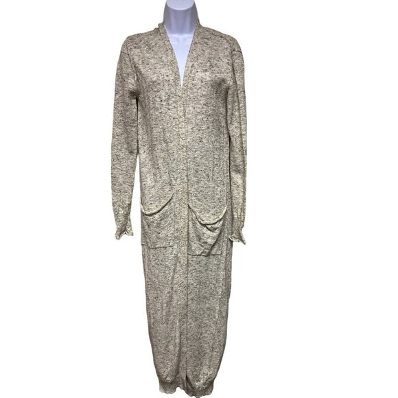 Zara Knit Heather Linen Blend Long Tail Open Cardigan Sweater Size Medium - Picture 1 of 10